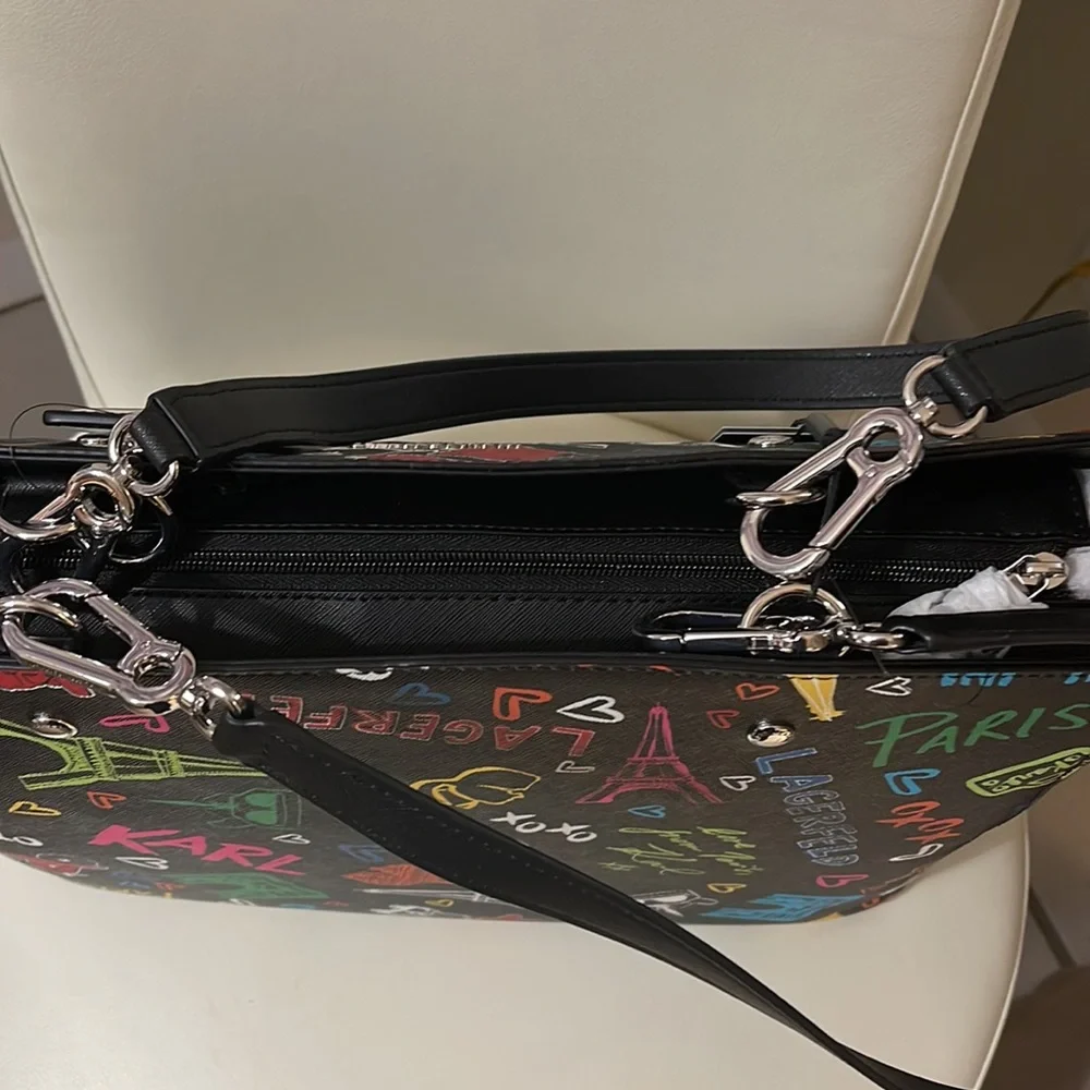 Karl Lagerfeld Black Multi Color Tote - Picture 8 of 16